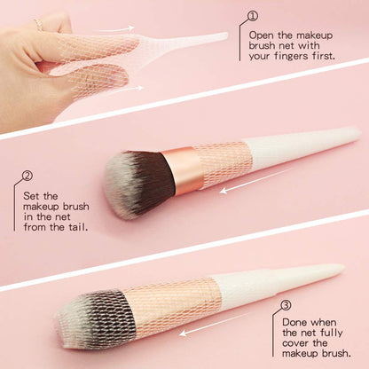 Makeup Brush Mesh Cover, Makeup Cosmetic Beauty Brushes Protector Set Reusable Expandable Mesh Cover