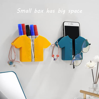 Wall mounted storage holder, Wall-mounted T-shirt Shape Punch-Free Storage Rack Box