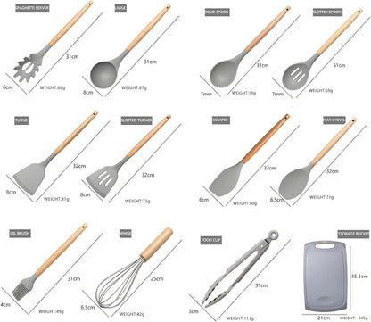 Kitchen Silicone Utensils 19 Pieces Set