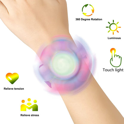 Fidget Pop Toy Spinner Bracelet,Wearable Push Poping Bubble Sensory Toys Stress Relief Finger Press Silicone Wristband for Kids