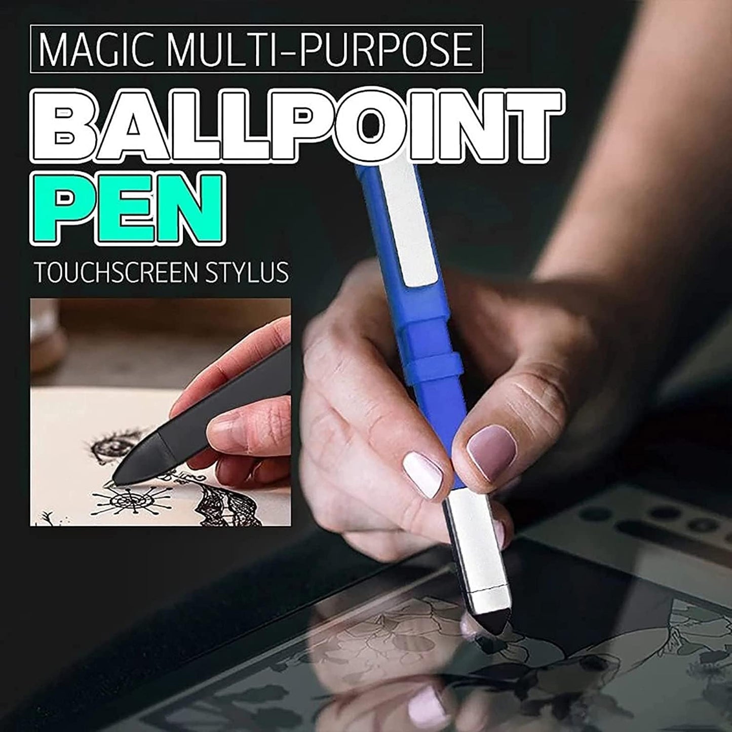 قلم متعدد الوظائف 4 في 1، حامل هاتف، قلم، مفك براغي