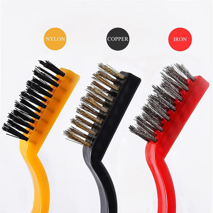 Gas Stove Cleaning Brushes (3 Pcs) , Nylon/Brass/Stainless Steel Wire Brushes for Cleaning
