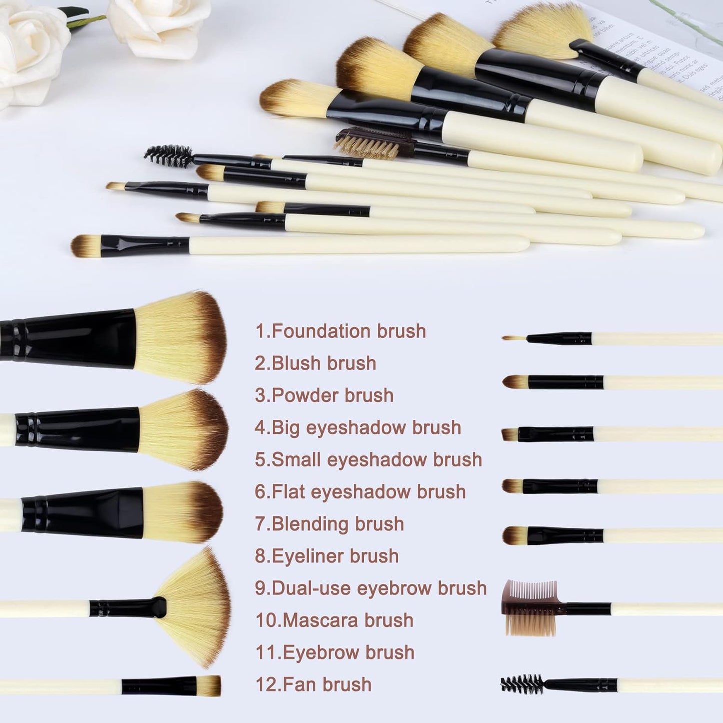 12 Makeup Brushes Set