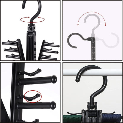 Multilayer Tie hanger   Tie Rack Organizer Belt Hanger with Non-Slip Clips Multilayer for Ties, and Scarves Storage For 20 Ties or Scarves