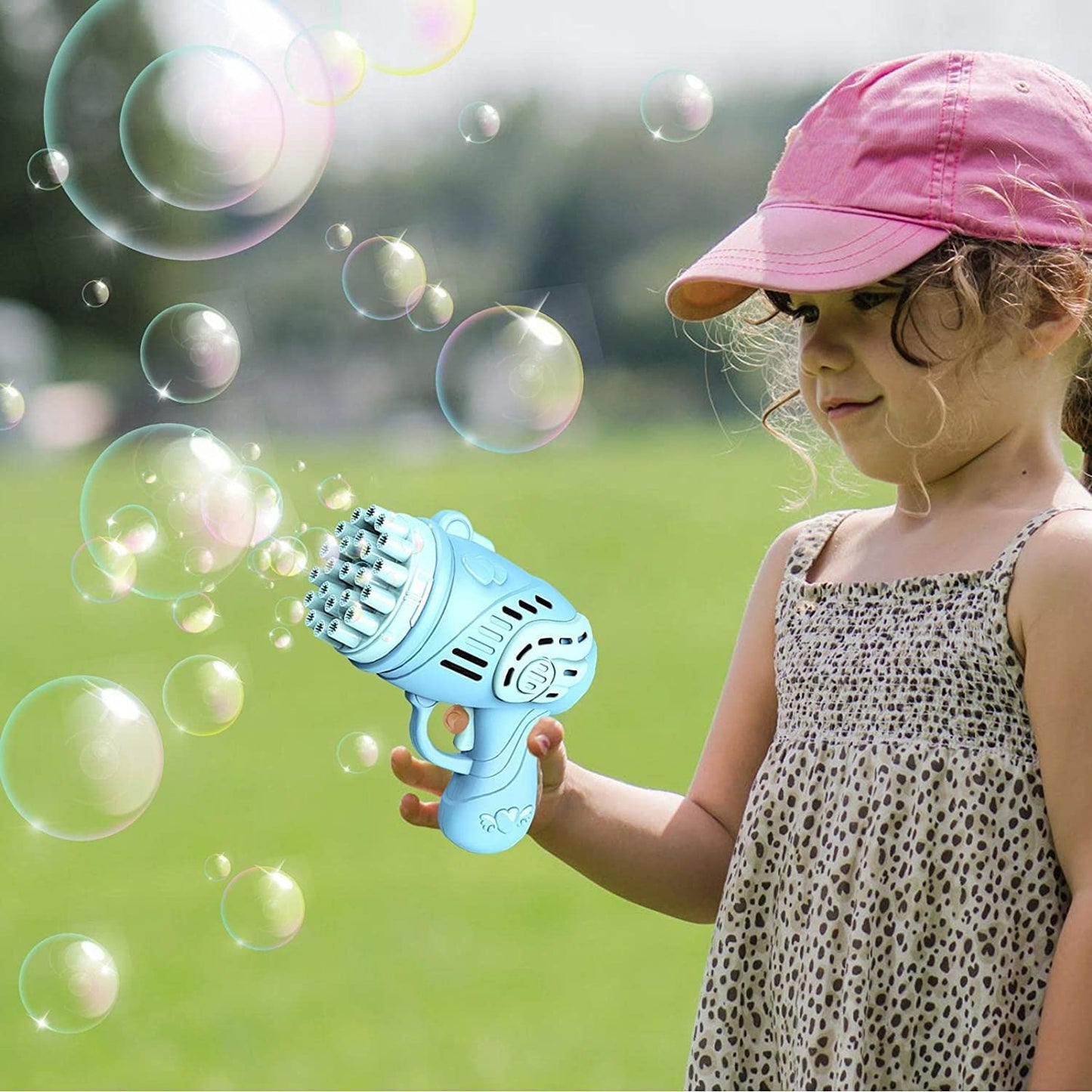 23 Holes Bubble Gun for Kids, Fan Bubble Maker Bubble Blower Automatic Bubble Machine Toy for Kids