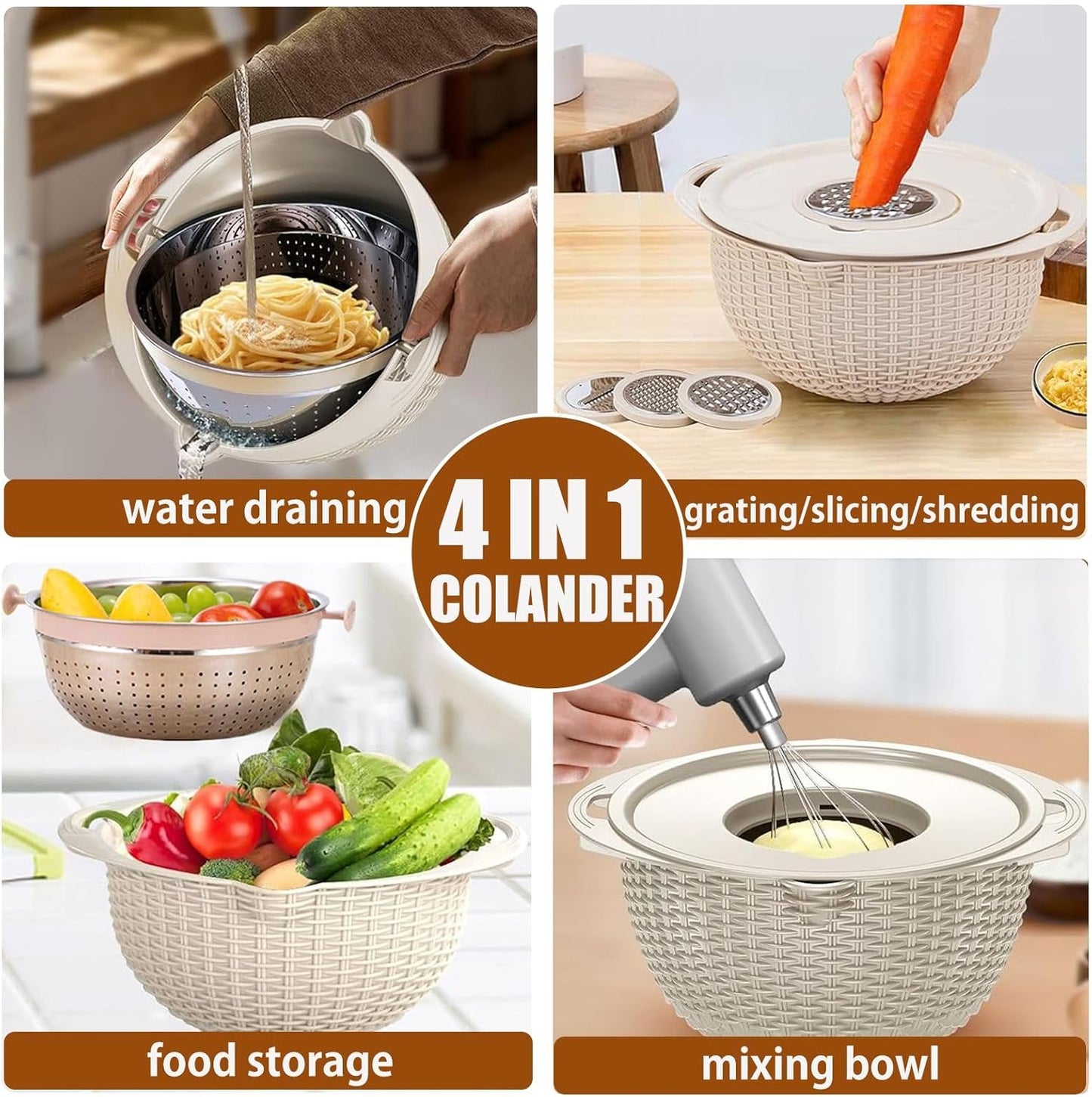 4 in 1 Colander with Mixing Bowl Set