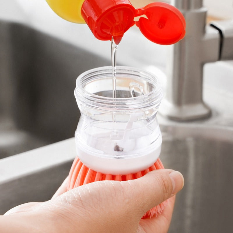 Soap Dispenser Brush for Cleaning Hot Plates, Steel Pots & Pans, Dishwasher Brush