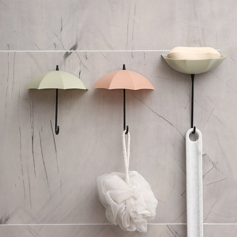 Umbrella Hooks , 3Pcs Lovely Umbrella adhesive hanger umbrella shape