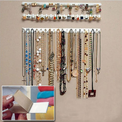 Wall Jewelry Orgainzer, 9 Pcs Adhesive Wall Mount Jewelry Hooks Holder Storage Set Organizer Display