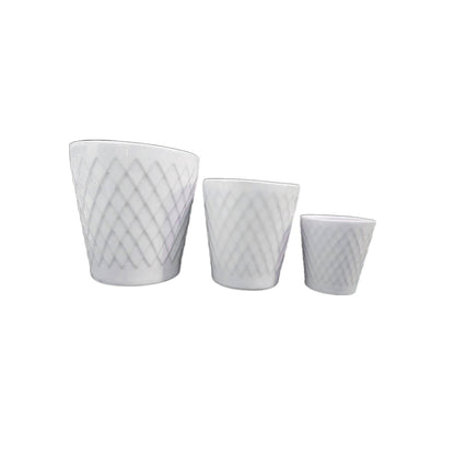 Plant Pot Set, 3 Pack White Round Ceramic for indoors and outdoors