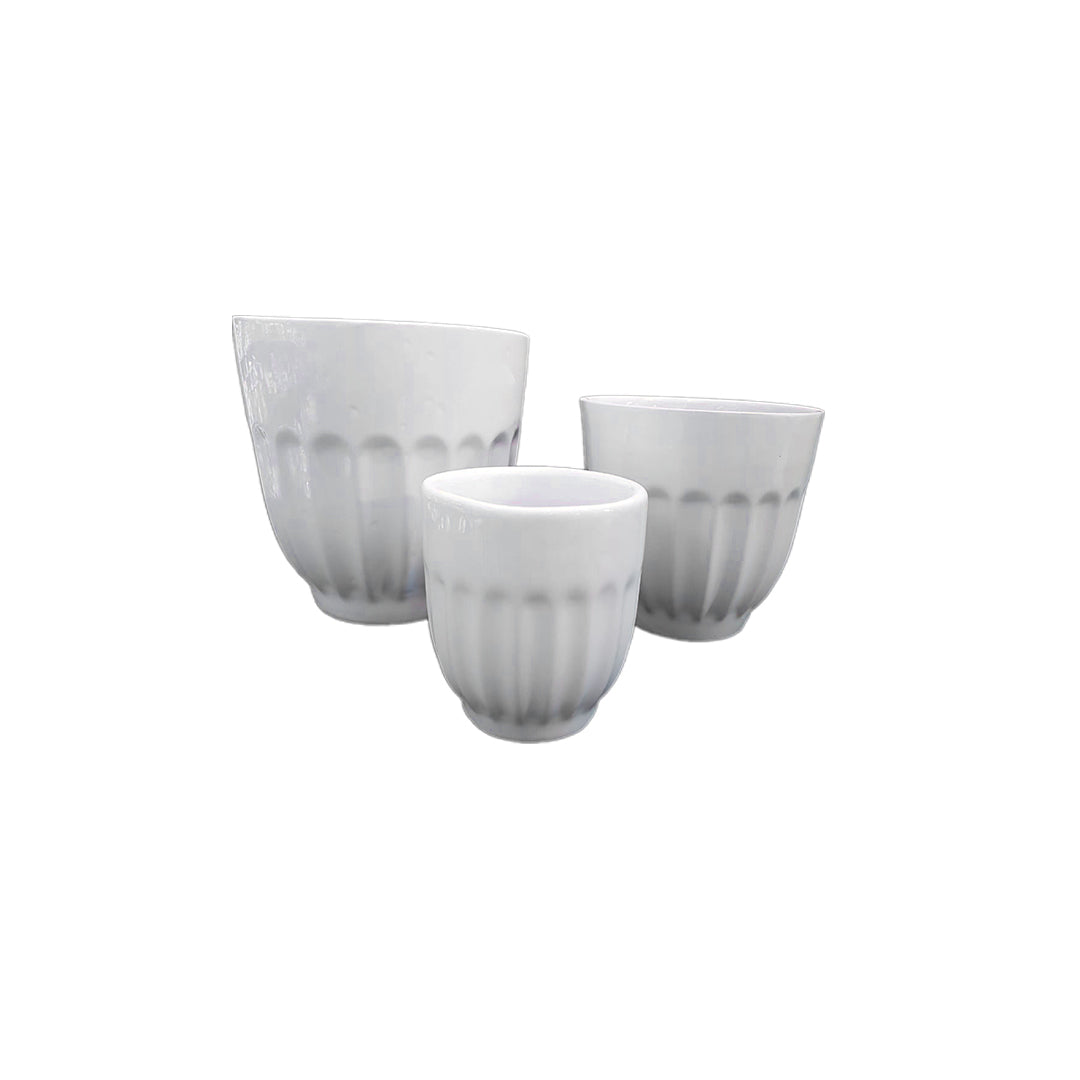Plant Pot Set, 3 Pack White Round Ceramic for indoors and outdoors